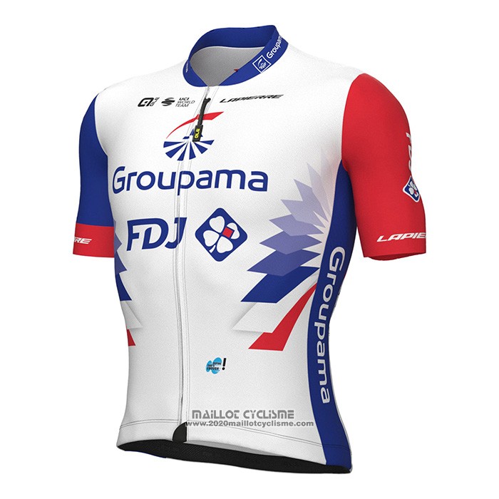 2022 Maillot Cyclisme Groupama Fdj Rouge Bleu Manches Courtes et Cuissard